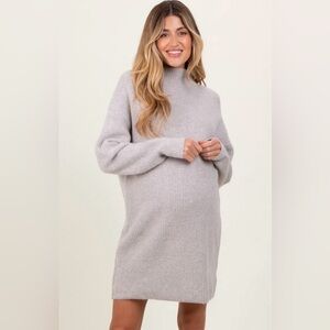 Cozy Gray Mock neck  Sweater Dress